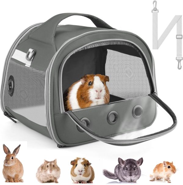 Bissap Guinea Pig Carrier Bag, Portable Small Animal Carrier Pouch for Hamster Chinchilla Rabbit Gerbil Hedgehog Sugar Glider Outgoing Travel Carrying Case - Grey