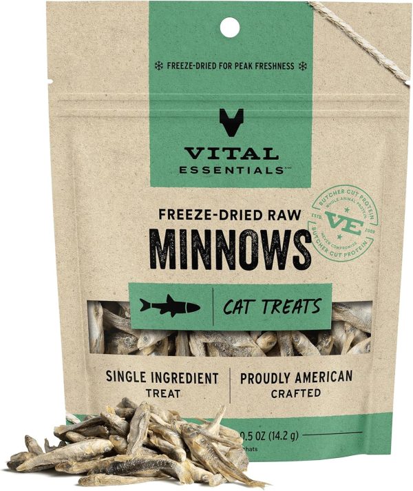 Vital Essentials Freeze Dried Raw Cat Treats, Minnows Treats, 0.5 oz