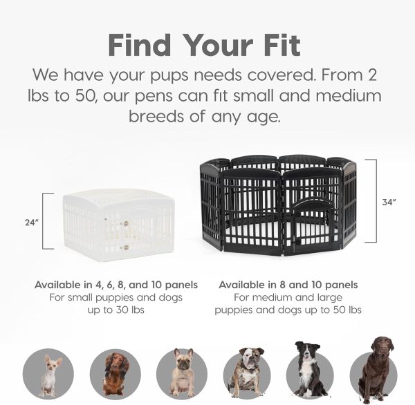 IRIS USA 24" Exercise 4-Panel Pet Playpen with Door, Dog Playpen, Puppy Playpen, for Puppies and Small Dogs, Keep Pets Secure, Easy Assemble, Fold It Down, Easy Storing, Customizable, White - Image 10