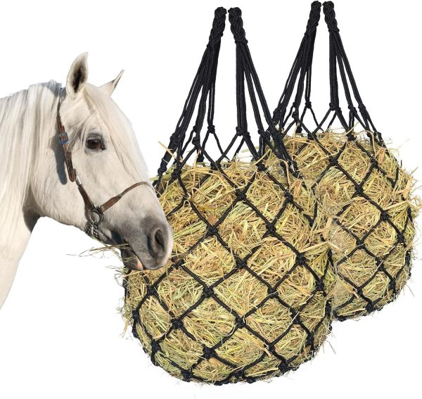 2PCS Hay Net for Horses,Slow Feed Hay Bag for Horses Goat Sheep,Hanging Hay Feeder Bag for Horses Stable Stall Paddock Rest Toy