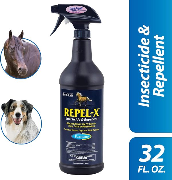 Farnam Repel-X Ready-To-Use Fly Spray, Insecticide And Repellent For Horses And Dogs, 32 Fluid Ounces, 1 Quart Bottle With Trigger Sprayer - Image 2