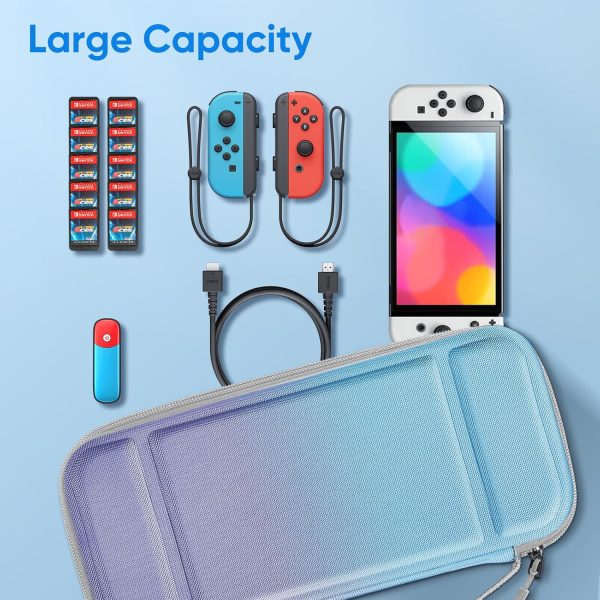 Fintie Carrying Case for Nintendo Switch OLED Model 2021/Switch 2017, [Shockproof] Hard Shell Protective Cover Travel Bag w/10 Game Card Slots for Switch Console Joy-Con & Accessories - Image 8