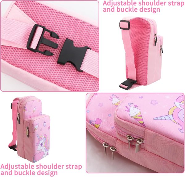 HYPERCASE Travel Bag for Nintendo Switch/OLED/Lite, Pink Shoulder Storage Bag for Unicorn, Portable Carrying Backpack for Games Accessories Console & Dock Charger, Bundle with 2 Cute Thumb Grip Caps - Image 2