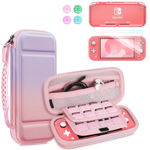 Fintie Case for Switch Lite, 8 in 1 Switch Lite Accessories Bundle with Nintendo Switch Lite Carrying Case, Soft TPU Clear Case, Switch Lite Screen Protector, Switch Thumb Grips, Fantasy Ombre