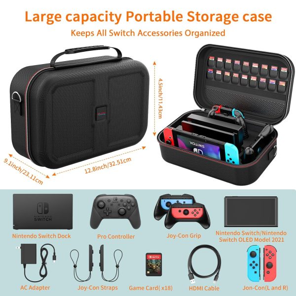 Switch Accessories Bundle 28 in 1 for Nintendo Switch, HEYSTOP Switch Christmas Gift Kit with Large Carrying Case, Dockable Protective Case, Screen Protector, Game Cards Case, Joycon Grip Cover - Image 3