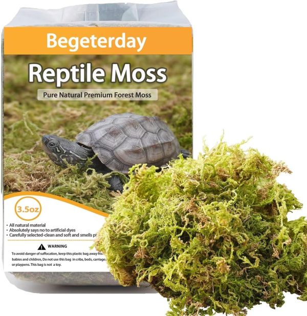 3.5oz Pure Natural Reptile Moss for Humidity, Great for Snakes, Turtle and Other Reptiles, Good for Terrariums for Reptiles & Amphibians