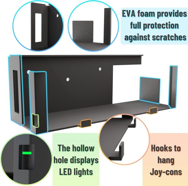 Funturbo Wall Mount for Nintendo Switch, Wall Mount Kit Switch Mounting Bracket Compatible with Nintendo Switch OLED and Original 2-in-1 - Image 3
