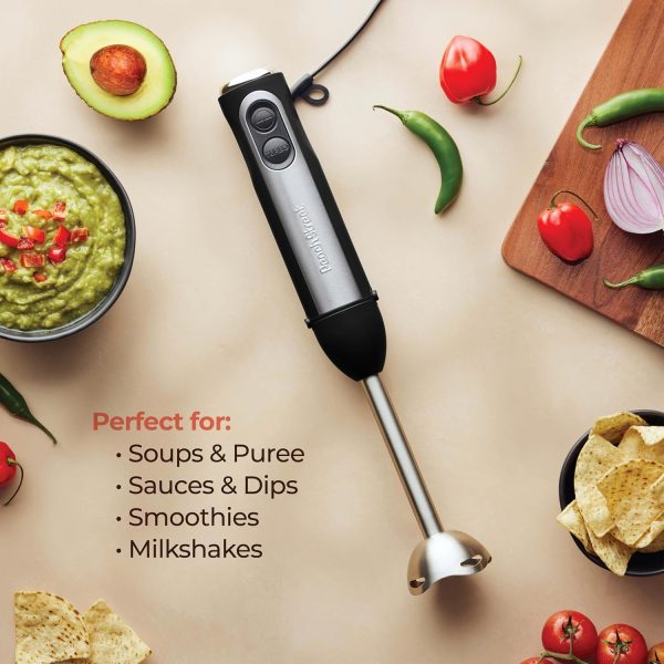 Powerful Immersion Blender, Electric Hand Blender 500 Watt with Turbo Mode, Detachable Base. Handheld Kitchen Gadget Blender Stick for Soup, Smoothie, Puree, Baby Food, 304 Stainless Steel Blades - Image 3