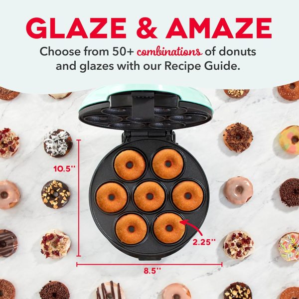 DASH Mini Donut Maker Machine for Kid-Friendly Breakfast, Snacks, Desserts & More with Non-stick Surface, Makes 7 Doughnuts - Aqua - Image 5