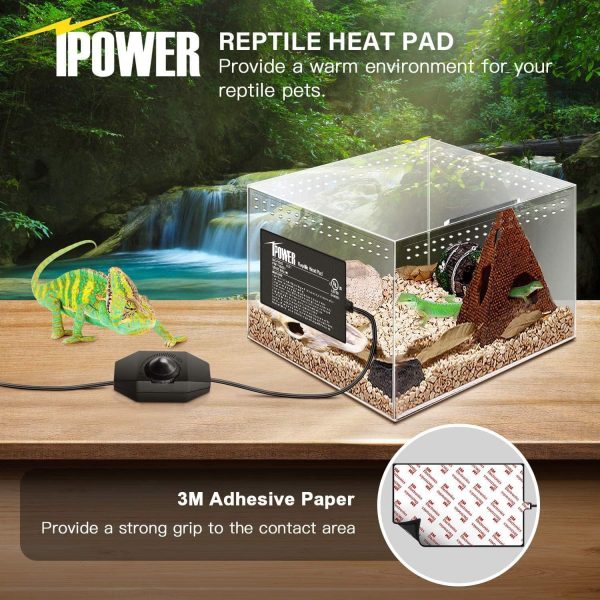 iPower 4 by 7 Inch Reptile Heating Pad with Temperature Adjustable Controller Knob, Under Tank Warmer Terrarium Heat Mat for Reptiles and Amphibians - Image 5