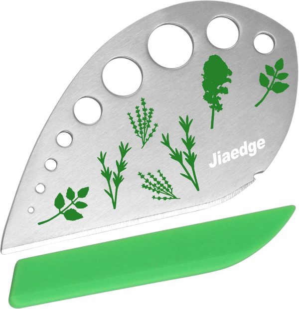 Herb Stripper, Jiaedge Green 9 holes Stainless Steel Kitchen Herbs Leaf Stripping Tool, Metal Herb Peeler for Kale, Collard Greens, Thyme, Basil, Rosemary Stripper