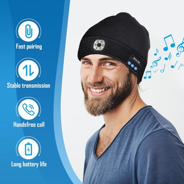 Gifts for Men, Stocking Stuffers for Adults Men LED Bluetooth Beanie Hat, Dad Mens Gifts for Christmas, Unique Gifts for Dad Him Husband Grandpa, Gifts for Men Who Have Everything Cool Gadgets for Men - Image 2