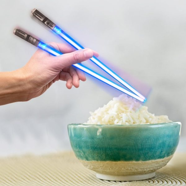 Lightsaber Chopsticks Light Up - LED Glowing Light Saber Star Wars Chop Sticks - Reusable Sushi Lightup Sabers Chopstick Set Of 1 Blue Pair - Image 3