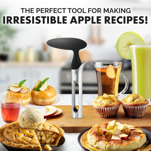 Zulay Kitchen Premium Apple Corer Tool - Ultra Sharp, Stainless Steel, Serrated Blades for Easy Coring - Easy to Use & Clean, Durable Apple Corer Remover for Baking Apples & More - Black - Image 6