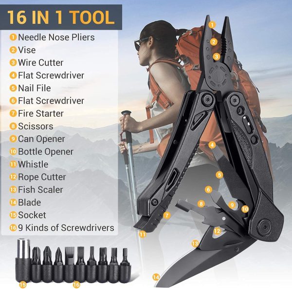 Christmas Stocking Stuffers for Men Dad Adults Gifts 16 In 1 Pocket Multitool Knife Plier Camping Accessories Multi Tool Gadgets Birthday Him Boyfriend Husband Women Who Have Everthing Wants Nothing - Image 3