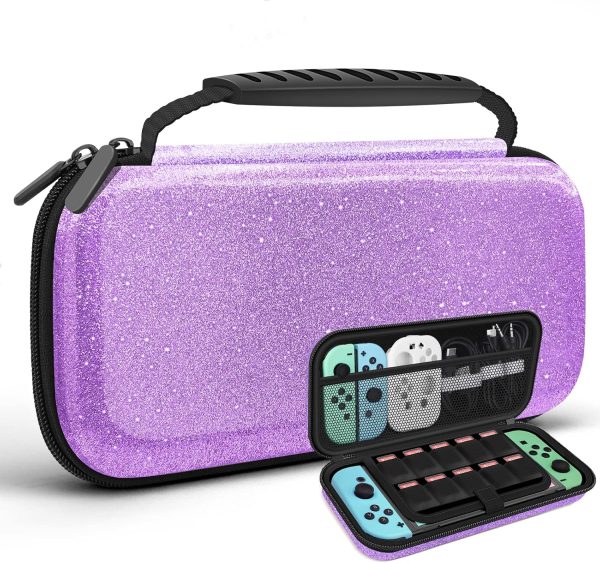 Glitter Carrying Case for Nintendo Switch and Switch OLED Console,Purple Hard Travel Case Shell Pouch for Nintendo Switch Console & Accessories,Protective Carry Case Compatible with Nintendo for Girls - Image 9