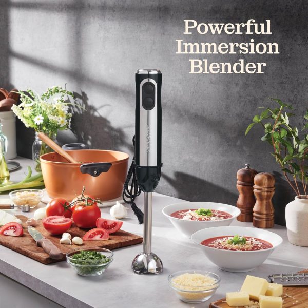 Powerful Immersion Blender, Electric Hand Blender 500 Watt with Turbo Mode, Detachable Base. Handheld Kitchen Gadget Blender Stick for Soup, Smoothie, Puree, Baby Food, 304 Stainless Steel Blades - Image 2