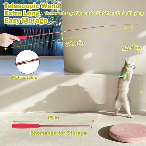 Interactive Cat Toys - Retractable Wand Toy and Feather Toys Refills for Indoor Cats to Chase and Exercise - Image 3