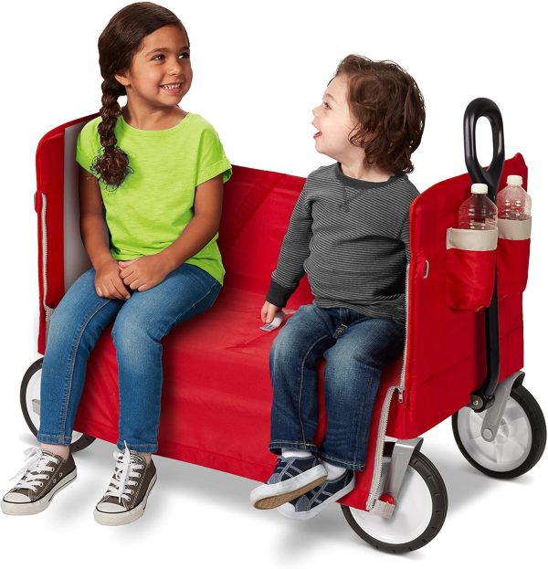 Radio Flyer 3-in-1 EZ Folding Wagon Ride On For Kids, Garden, & Cargo, Red Collapsible Wagon - Image 6