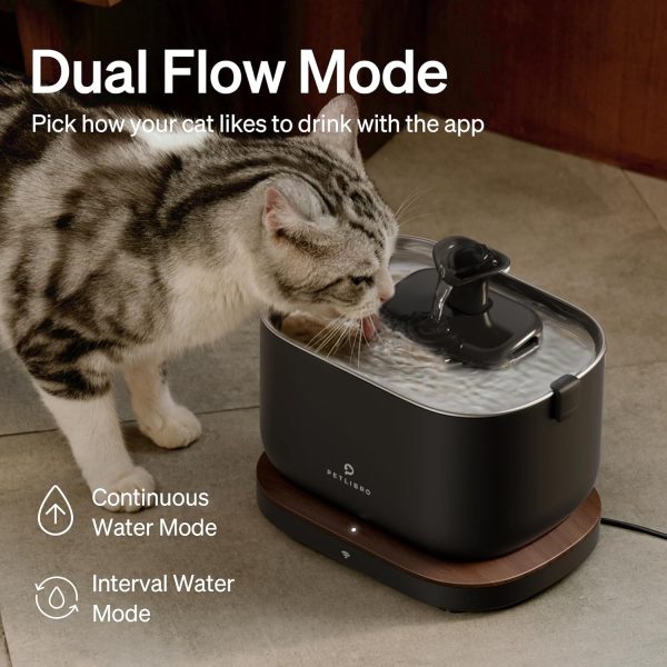 PETLIBRO App Monitoring Cat Water Fountain, 2.5L/84oz Dockstream Pet Water Fountains for Cats Indoor, Automatic Cat Water Dispenser for Drinking with 2.4G Wi-Fi, Smart Fountain, Stainless Steel Tray - Image 8