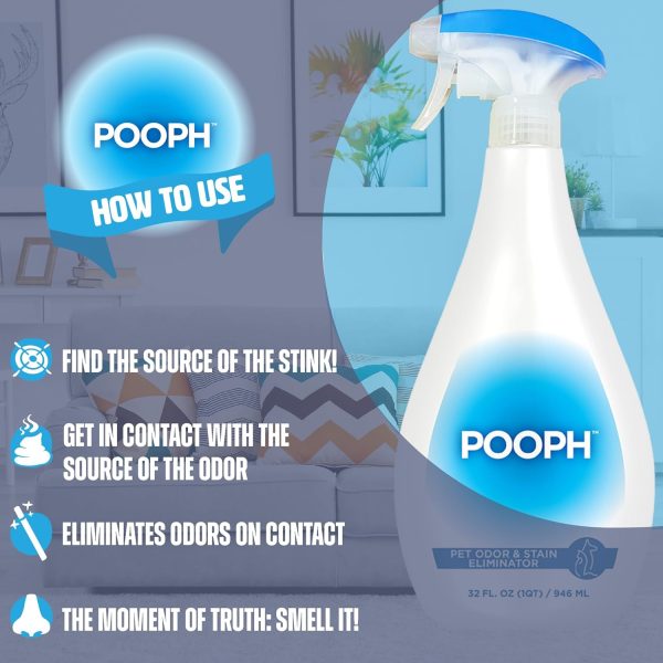 Pooph Pet Odor Eliminator, 32oz Spray - Dismantles Odors on a Molecular Basis, Dogs, Cats, Freshener, Urine, Poop, Pee, Deodorizer, Natures, Puppy, Fresh, Clean, Furniture, Potty, Safe - Image 7