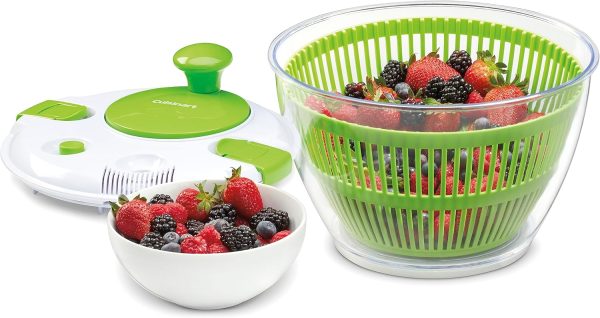 Cuisinart Large Spin Stop Salad Spinner- Wash, Spin & Dry Salad Greens, Fruits & Vegetables, 5qt, CTG-00-SAS1 - Image 3