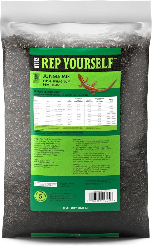 Zilla Pet Reptile Terrarium Substrate Bedding, Jungle Mix, for Frogs, Rainforest Geckos, Toads and Snakes, 8 Quart - Image 8