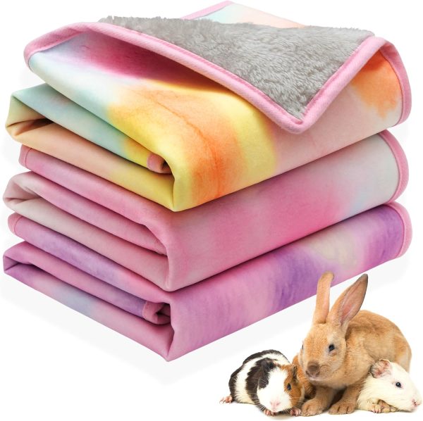 Guinea Pig Cage Mat - 3 Pack Waterproof Small Animal Bedding Accessories for Guinea Pig Rat Hamster Chinchilla Hedgehog Rabbit Ferret- Washable Soft Fleece Pet Cage Liner Blankets