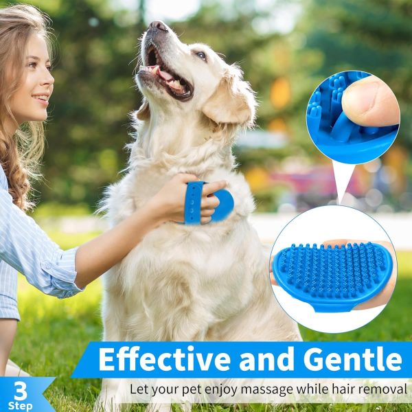 Comotech 3PCS Dog Bath Brush | Dog Shampoo Brush | Dog Scrubber for Bath | Dog Bath Brush Scrubber | Dog Shower/Washing Brush with Adjustable Ring Handle for Short & Long Hair (Blue Blue Blue) - Image 4