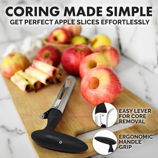 Zulay Kitchen Premium Apple Corer Tool - Ultra Sharp, Stainless Steel, Serrated Blades for Easy Coring - Easy to Use & Clean, Durable Apple Corer Remover for Baking Apples & More - Black - Image 7