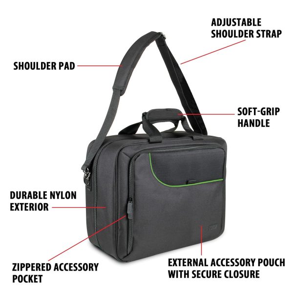 USA GEAR Console Carrying Case - Xbox Travel Bag Compatible with Xbox One and Xbox Series S with Water Resistant Exterior and Accessory Storage for Xbox Controllers, Cables, Gaming Headsets - Green - Image 4