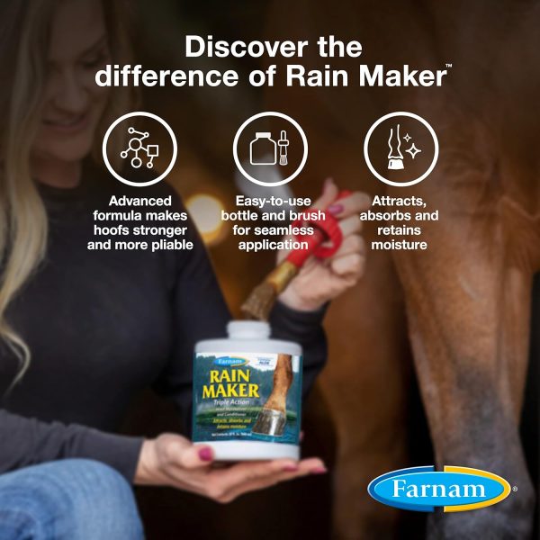 Farnam Rain Maker Triple Action Hoof Oil for Horses Moisturizer and Conditioner, Attracts, Absorbs and Retains Moisture, Contains Aloe, 32 Oz. - Image 3