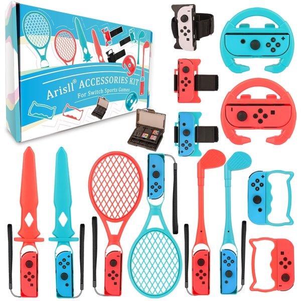 Switch Sports Accessories - Arisll 14 in 1 Switch Sports Accessories Kit for Nintendo Switch Sports,Family Accessories Bundle Kit Compatible with Switch/Switch OLED Sports Games