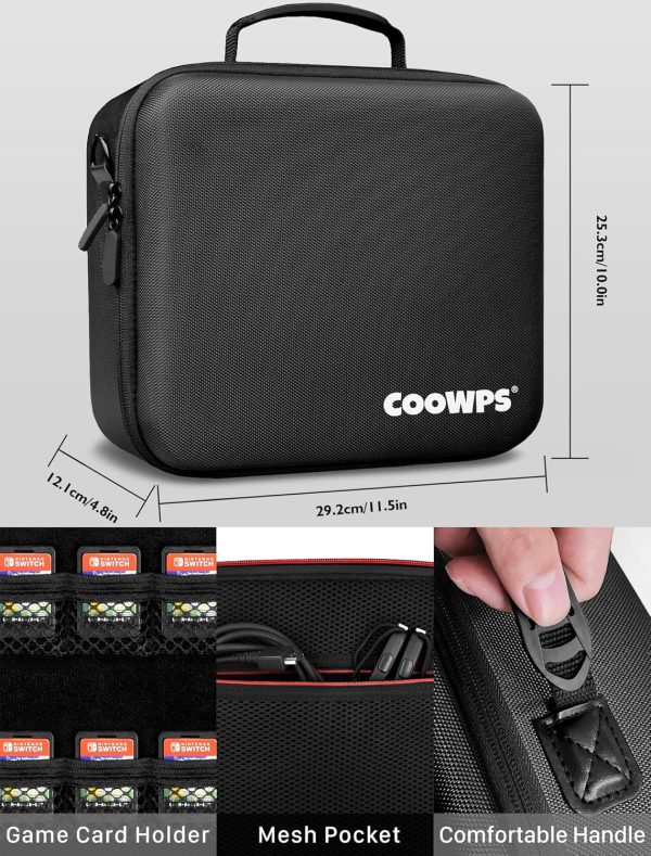 COOWPS Switch Case Compatible with Nintendo Switch and Switch OLED Model, Portable Tailored Protection Travel Case for Switch Console Pro Controller Accessories, Black - Image 5