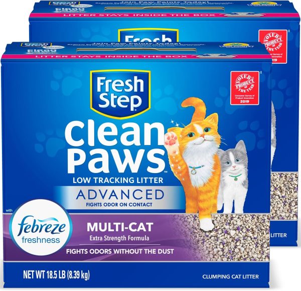 Fresh Step Clean Paws Cat Litter With Febreze Freshness, Advanced Multi-Cat Low-Tracking Clumping Litter With Guaranteed Odor Control, 37 lbs. (2 x 18.5 lb. Box) - Image 12