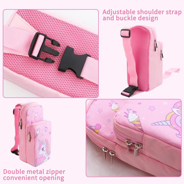 HYPERCASE Travel Bag for Nintendo Switch/OLED/Lite, Pink Shoulder Storage Bag for Unicorn, Portable Carrying Backpack for Games Accessories Console & Dock Charger, Bundle with 2 Cute Thumb Grip Caps - Image 6