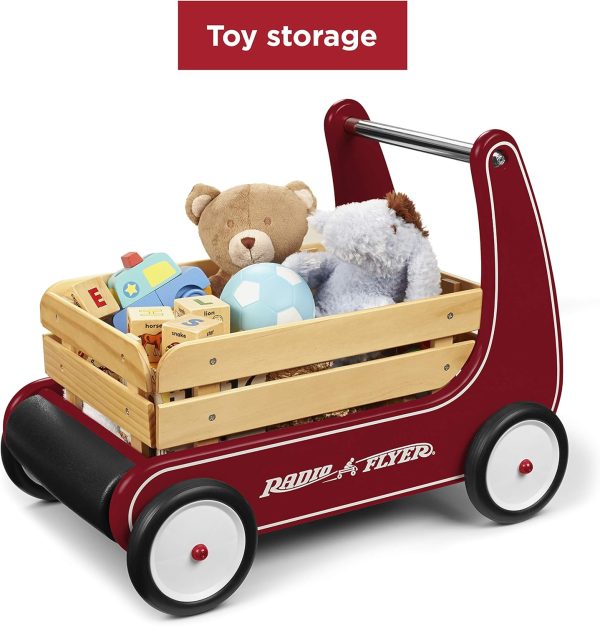 Radio Flyer Classic Walker Wagon, Sit to Stand Toddler Toy, Wood Walker, For Ages 1-4, Red - Image 2