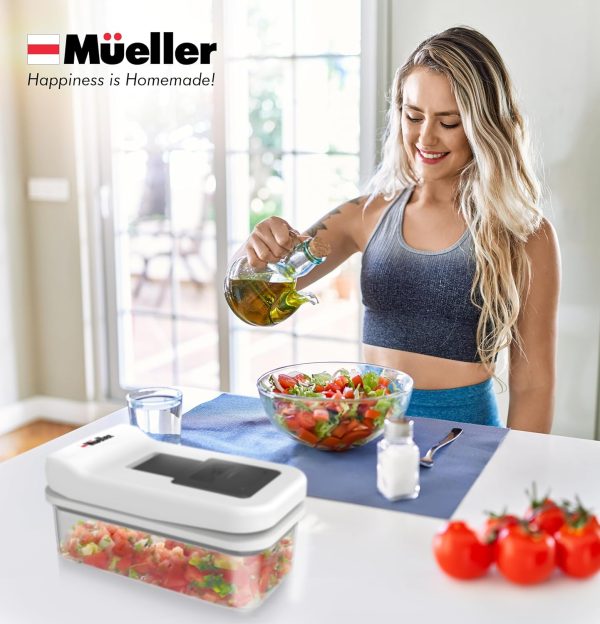 Mueller Pro-Series V Blade Vegetable Chopper, Onion Chopper, Egg Slicer, Spiralizer, Dicer, Food Chopper Veggie Fruit Cutter, French Fry Cutter, Kitchen Gadgets 2024 w Food Container White Sand/Grey - Image 7