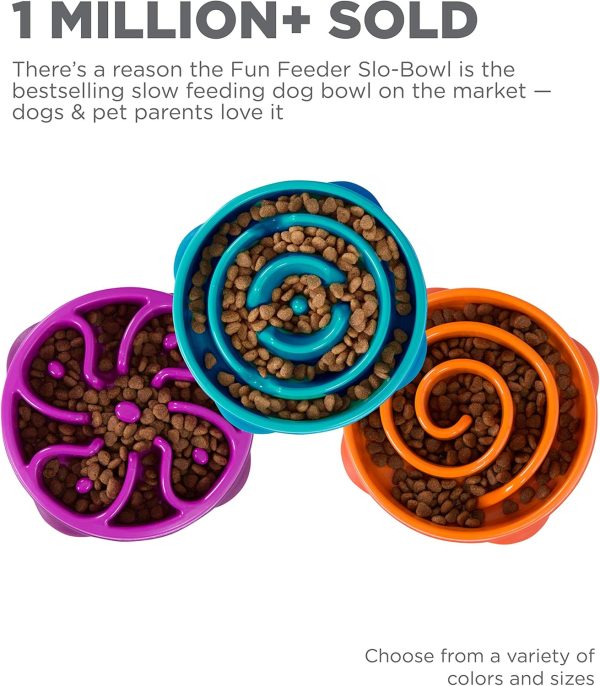 Outward Hound Fun Feeder Slo Bowl, Slow Feeder Dog Bowl, Medium/Mini, Turquoise - Image 6