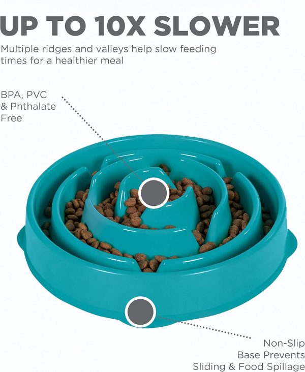 Outward Hound Fun Feeder Slo Bowl, Slow Feeder Dog Bowl, Medium/Mini, Turquoise - Image 5