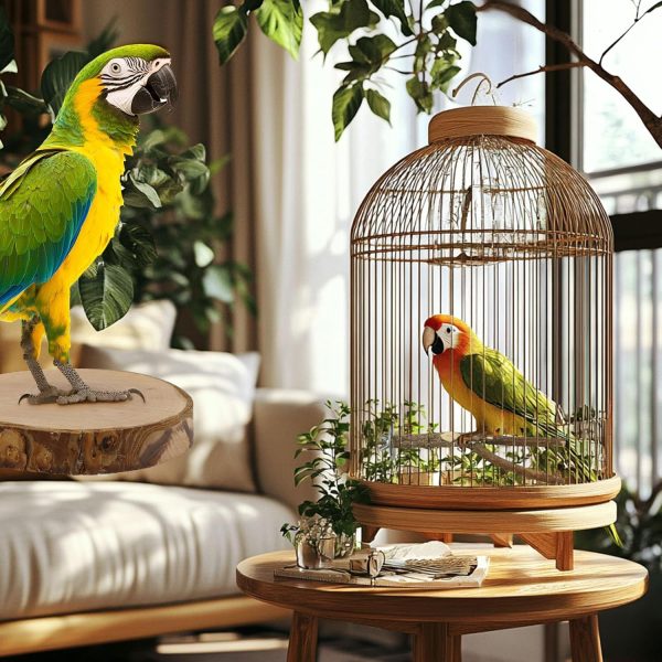 8 Pieces Natural Wood Bird Perch Wooden Parrot Perch Stand Fork Toys Hanging Multi-Branch Perch Platform Hammock Swing Toy for Macaws, Small Parakeets, Conures, Budgies, Finches - Image 6