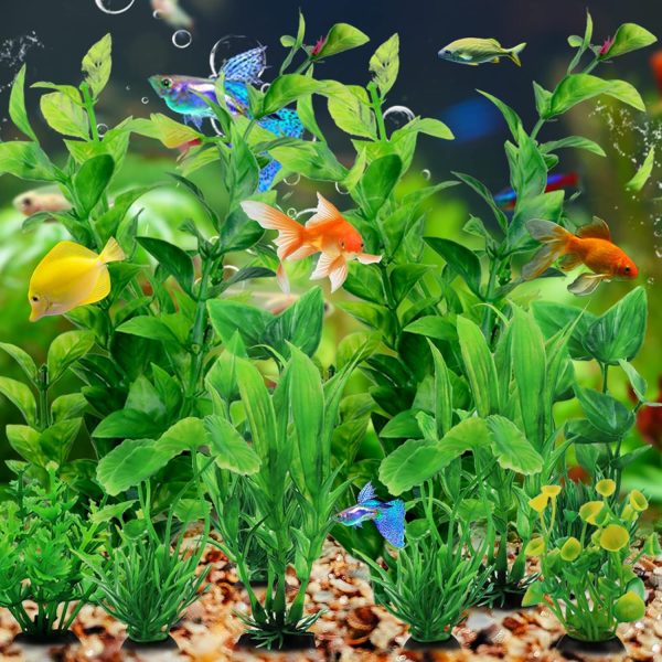 Fish Tank Accessories Green Plants, 10pcs Green Fish Tank Decorations, Aquarium Decor Plastic Plants - Image 4