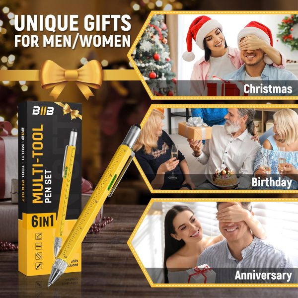 BIIB Stocking Stuffers for Adults Men Him, Multitool Pen Gifts for Men Dad Grandpa Him, Dad Mens Gifts for Christmas, Mens Stocking Stuffers 2024, White Elephant Gifts for Adults DIY Handyman Gadgets - Image 6