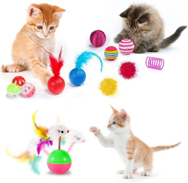 AILUKI 35 PCS Cat Toys Kitten Toys Assortments,Variety Catnip Toy Set Including 2 Way Tunnel,Cat Feather Teaser,Catnip Fish,Mice,Colorful Balls and Bells for Cat,Puppy,Kitty - Image 3