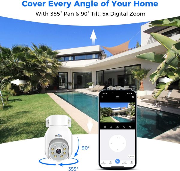 Hiseeu Wireless Security Camera System, 4PCS 5MP Outdoor Camera with 10in LCD 1T HDD, 2-Way Audio, PTZ, Color Night Vision, Motion Alert, IP66 Waterproof, Auto Tracking, 2.4G WiFi, No Monthly Fee - Image 2