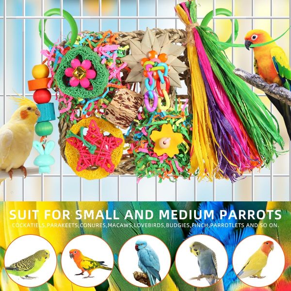 Bird Toys, Parakeet Toys Bird Foraging Toys Grass Mat Climbing Wall for Parakeet,Parrot,Cockatiel,Conure,Lovebird,Budgie Cage Small to Medium Birds (Warm Sun) - Image 2