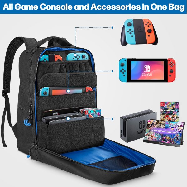 Travel Storage Backpack Compatible with Nintendo Switch/Lite/OLED Model, Protective Carrying Case with Various Pockets For Docking Station, Controllers & More Accessories (Patent Design) - Image 3