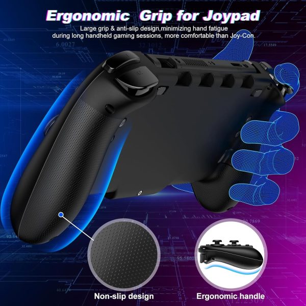 Switch Controllers for Nintendo Switch/OLED Controller, Switch Wireless Pro Controller One-Piece Joypad, Full-Size Ergonomic Handheld Mode Controller with Battery/RGB/Turbo/Programming(Black) - Image 3