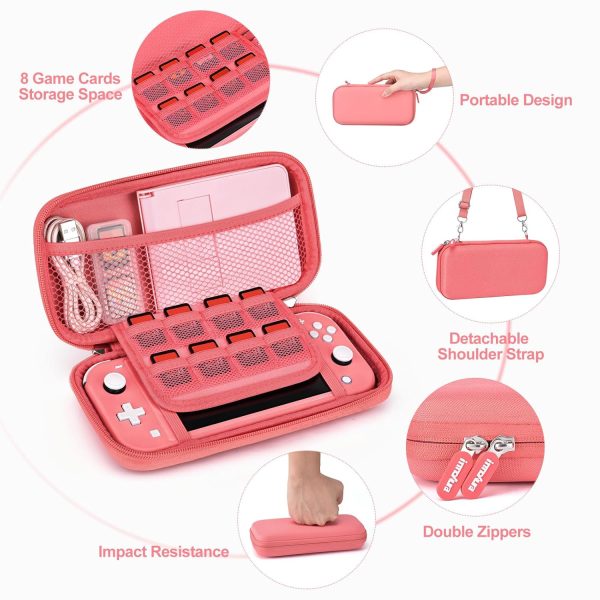 innoAura Switch Lite Case 18 in 1 Switch Lite Accessories Bundle with Switch Lite Carrying Case, Switch Game Case, Switch Lite Screen Protector, Switch Stand, Switch Thumb Grips (Coral) - Image 4