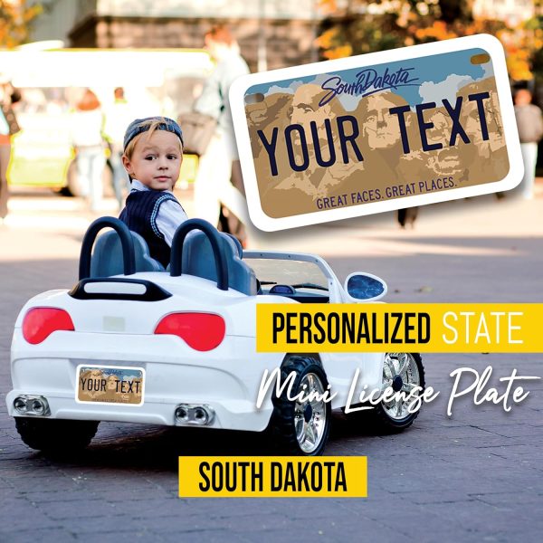 Personalized South Dakota Mini License Plate | Choose from All 50 States | Bike License Plate | 7 x 4 inch | Custom License Plate for Kids Toy Car and Wagons | Golf Cart Accessories | Motorcycle - Image 2